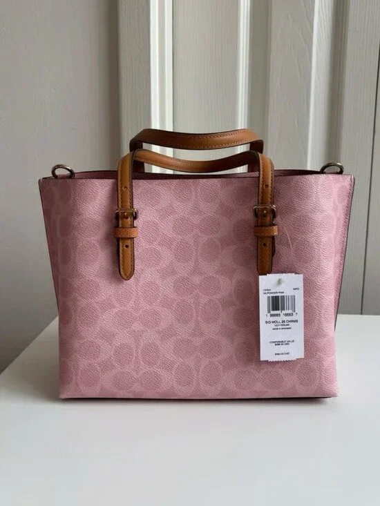 😁🌟COACH Mollie Tote Bag 25 In Signature Powder Pink NWT - Picture 4 of 7